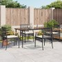 Set de muebles jardín 5 pzas con cojines ratán sintético negro