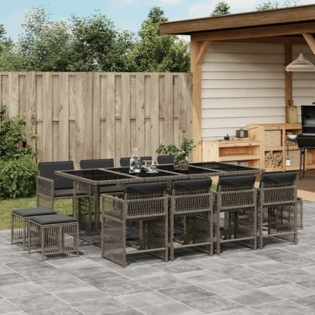 Garden dining set with 13-piece synthetic rattan cushions in gray. by , Garden sets - Ref: Foro24-3211700, Price: 770,78 €, D...