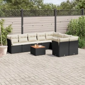 Garden sofa set 10 pieces with black synthetic rattan cushions by , Garden sets - Ref: Foro24-3256147, Price: 578,46 €, Disco...