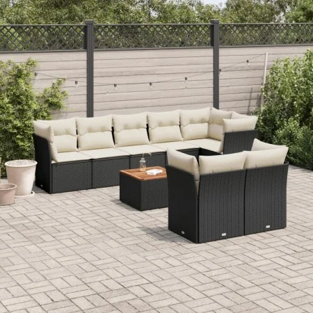 8-teiliges Gartensofa-Set und Kissen aus schwarzem Kunststoff-Rattan. von , Gartensets - Ref: Foro24-3256063, Preis: 553,68 €...