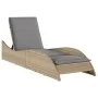 Synthetic rattan sun lounger with beige cushion 60x205x73 cm by , Loungers - Ref: Foro24-368281, Price: 165,95 €, Discount: %