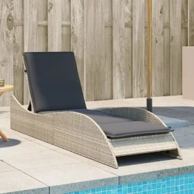Sun lounger with light gray synthetic rattan cushion 60x205x73 cm by , Loungers - Ref: Foro24-368283, Price: 166,31 €, Discou...