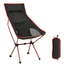 Silla de camping plegable PVC y aluminio negro