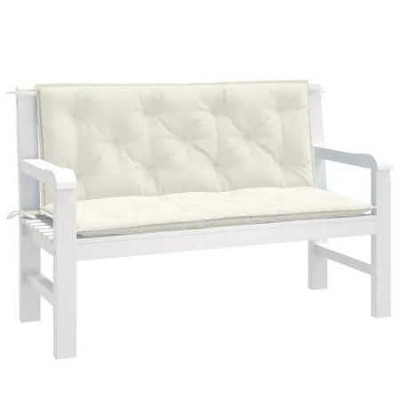 Cushions for garden bench 2 units cream melange fabric 120x50x7 cm by , Cushions for chairs and sofas - Ref: Foro24-4002599, ...