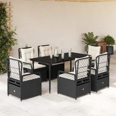 7-piece garden dining set with black synthetic rattan cushions by , Garden sets - Ref: Foro24-3262961, Price: 690,26 €, Disco...
