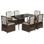 7-piece garden dining set with brown synthetic rattan cushions by , Garden sets - Ref: Foro24-3262975, Price: 694,55 €, Disco...
