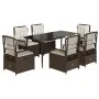 Set comedor de jardín 7 pzas con cojines ratán sintético marrón de , Conjuntos de jardín - Ref: Foro24-3262975, Precio: 683,6...