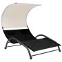 Double sun lounger with black textilene canopy by vidaXL, Loungers - Ref: Foro24-310543, Price: 217,92 €, Discount: %