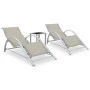 Tumbonas con mesita 2 unidades aluminio color crema de vidaXL, Tumbonas - Ref: Foro24-310536, Precio: 214,18 €, Descuento: %