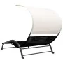 Double sun lounger with black textilene canopy by vidaXL, Loungers - Ref: Foro24-310543, Price: 217,92 €, Discount: %