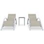 Tumbonas con mesita 2 unidades aluminio color crema de vidaXL, Tumbonas - Ref: Foro24-310536, Precio: 218,36 €, Descuento: %