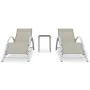 Tumbonas con mesita 2 unidades aluminio color crema de vidaXL, Tumbonas - Ref: Foro24-310536, Precio: 214,18 €, Descuento: %