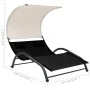 Double sun lounger with black textilene canopy by vidaXL, Loungers - Ref: Foro24-310543, Price: 217,92 €, Discount: %