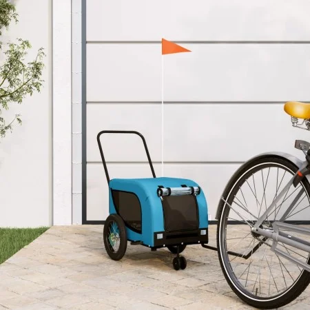 Bicycle pet trailer, iron frame, Oxford fabric in blue and black. by , pet strollers - Ref: Foro24-94016, Price: 106,93 €, Di...