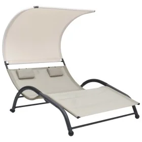 Tumbona doble con toldo textilene color crema by vidaXL, Loungers - Ref: Foro24-310544, Price: 251,47 €, Discount: %