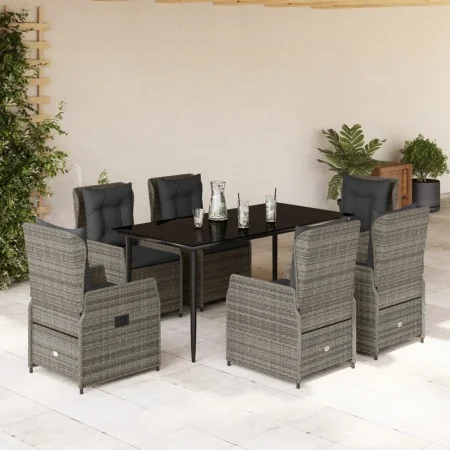 Garden dining set 7 pieces and gray synthetic rattan cushions by , Garden sets - Ref: Foro24-3262858, Price: 911,12 €, Discou...
