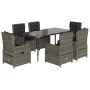 Garden dining set 7 pieces and gray synthetic rattan cushions by , Garden sets - Ref: Foro24-3262858, Price: 911,12 €, Discou...
