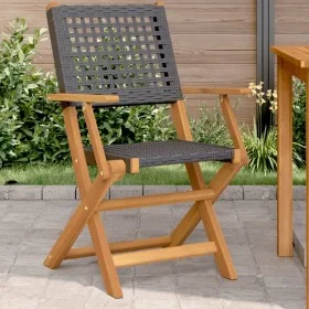 Gartensessel 2 Stück Massivholz Akazie und PE-Rattan Schwarz von , Gartenstühle - Ref: Foro24-367663, Preis: 127,86 €, Rabatt: %
