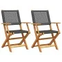 Gartensessel 2 Stück Massivholz Akazie und PE-Rattan Schwarz von , Gartenstühle - Ref: Foro24-367663, Preis: 127,73 €, Rabatt: %