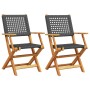 Gartensessel 2 Stück Massivholz Akazie und PE-Rattan Schwarz von , Gartenstühle - Ref: Foro24-367663, Preis: 130,52 €, Rabatt: %
