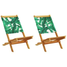 Gartenstühle 2 Stück aus Akazienholz und Stoff mit Blattmuster von , Gartenstühle - Ref: Foro24-367694, Preis: 112,40 €, Raba...