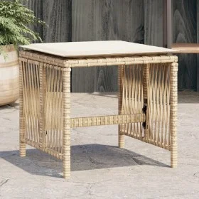 Gartenhocker mit Kissen 4 Stück PE-Rattan beige 41x41x36cm von , Hocker für den Außenbereich - Ref: Foro24-365059, Preis: 98,...