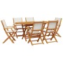 Garden dining set, 7 pieces, solid wood with cream white fabric. by , Garden sets - Ref: Foro24-3281712, Price: 452,95 €, Dis...