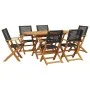 Garten-Essgruppe 7-teilig aus PE-Rattan und Akazienholz in Schwarz von , Gartensets - Ref: Foro24-3281706, Preis: 526,80 €, R...