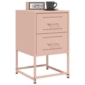 Bedside tables 2 units pink steel 36x39x60.5 cm by , Nightstands - Ref: Foro24-846461, Price: 94,28 €, Discount: %