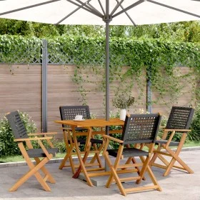 Sillas de jardín plegables 6 uds madera maciza y ratán PE negro de , Sillas de jardín - Ref: Foro24-3214556, Precio: 245,28 €...