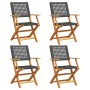 Faltbare Gartenstühle, 6 Stück Massivholz und schwarzes PE-Rattan von , Gartenstühle - Ref: Foro24-3214556, Preis: 251,81 €, ...
