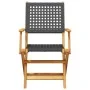 Folding garden chairs 6 pcs solid wood and black PE rattan by , Garden chairs - Ref: Foro24-3214556, Price: 253,12 €, Discoun...