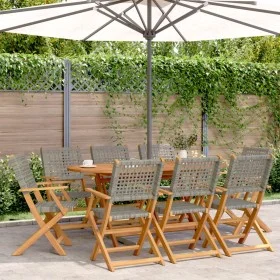Faltbare Gartenstühle, 8 Stück, Massivholz und graues PE-Rattan von , Gartenstühle - Ref: Foro24-3214561, Preis: 509,40 €, Ra...