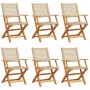 Folding garden chairs 6 pcs solid wood and beige PE rattan by , Garden chairs - Ref: Foro24-3214563, Price: 386,20 €, Discoun...