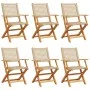 Folding garden chairs 6 pcs solid wood and beige PE rattan by , Garden chairs - Ref: Foro24-3214563, Price: 378,89 €, Discoun...