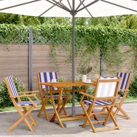 4 verstellbare Gartenstühle aus Massivholz mit blau-weißem Stoff. von , Gartenstühle - Ref: Foro24-3214589, Preis: 203,58 €, ...