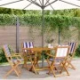 Sillas jardín reclinables 4 uds madera maciza tela azul blanco de , Sillas de jardín - Ref: Foro24-3214589, Precio: 203,52 €,...