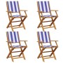 4 verstellbare Gartenstühle aus Massivholz mit blau-weißem Stoff. von , Gartenstühle - Ref: Foro24-3214589, Preis: 207,58 €, ...