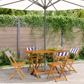 Reclining garden chairs 4 units solid wood blue white fabric by , Garden chairs - Ref: Foro24-3214625, Price: 159,73 €, Disco...