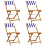 Reclining garden chairs 4 units solid wood blue white fabric by , Garden chairs - Ref: Foro24-3214625, Price: 162,62 €, Disco...