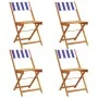 Reclining garden chairs 4 units solid wood blue white fabric by , Garden chairs - Ref: Foro24-3214625, Price: 159,73 €, Disco...