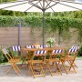 8 verstellbare Gartenstühle aus massivem Holz mit blau-weißem Stoff. von , Gartenstühle - Ref: Foro24-3214627, Preis: 317,43 ...