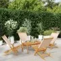 Faltbare Gartenstühle, 4 Stück, Massivholz und beige Stoff von , Gartenstühle - Ref: Foro24-3214646, Preis: 221,37 €, Rabatt: %