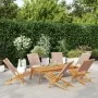 Folding garden chairs 6 pcs solid wood and taupe fabric by , Garden chairs - Ref: Foro24-3214644, Price: 307,19 €, Discount: %