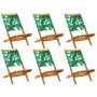 Reclining garden chairs 6 units solid wood and green fabric by , Garden chairs - Ref: Foro24-3214650, Price: 319,94 €, Discou...