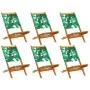 Reclining garden chairs 6 units solid wood and green fabric by , Garden chairs - Ref: Foro24-3214650, Price: 314,08 €, Discou...