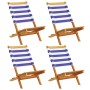 Reclining garden chairs 4 units solid wood blue white fabric by , Garden chairs - Ref: Foro24-3214652, Price: 214,74 €, Disco...