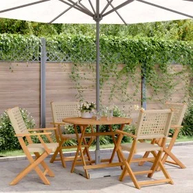 5-piece garden dining set made of PE rattan and solid beige wood. by , Garden sets - Ref: Foro24-3281816, Price: 341,76 €, Di...