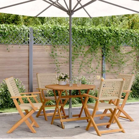 5-piece garden dining set made of PE rattan and solid beige wood. by , Garden sets - Ref: Foro24-3281816, Price: 341,76 €, Di...