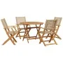 5-teiliges Gartenspeiseset aus PE-Rattan und massivem Holz in Beige. von , Gartensets - Ref: Foro24-3281816, Preis: 341,76 €,...